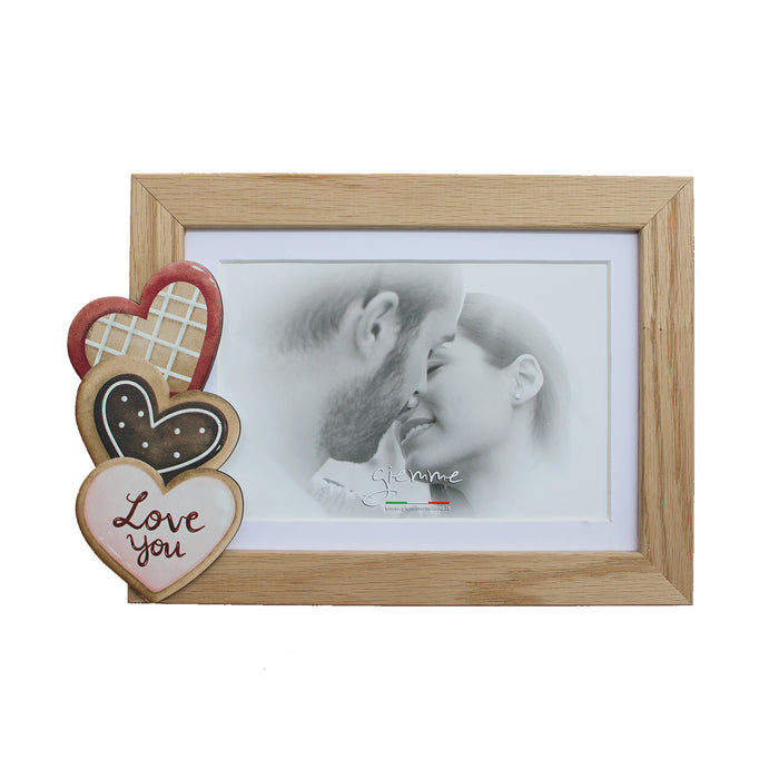 KQT209 Cornice in legno Rovere con applicazione cuori