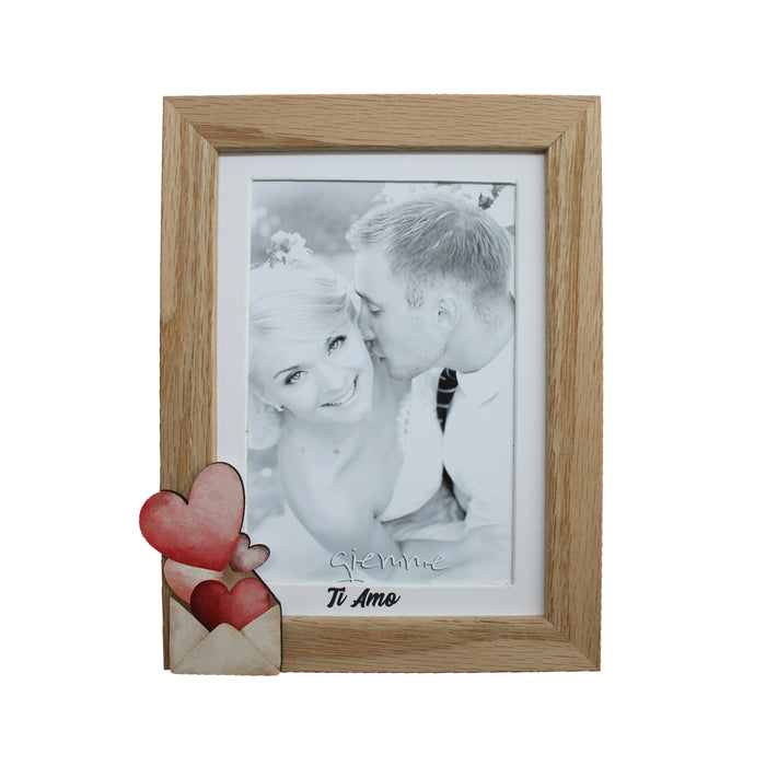 KQT208 Cornice in legno Rovere con applicazione cuori