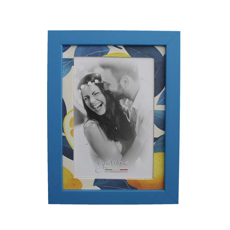 KQT213 Cornice in legno azzurro con passepartout colorato