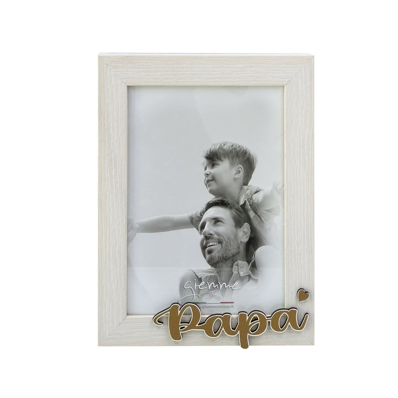 KFT102 cornice in legno bianco con scritta Papà