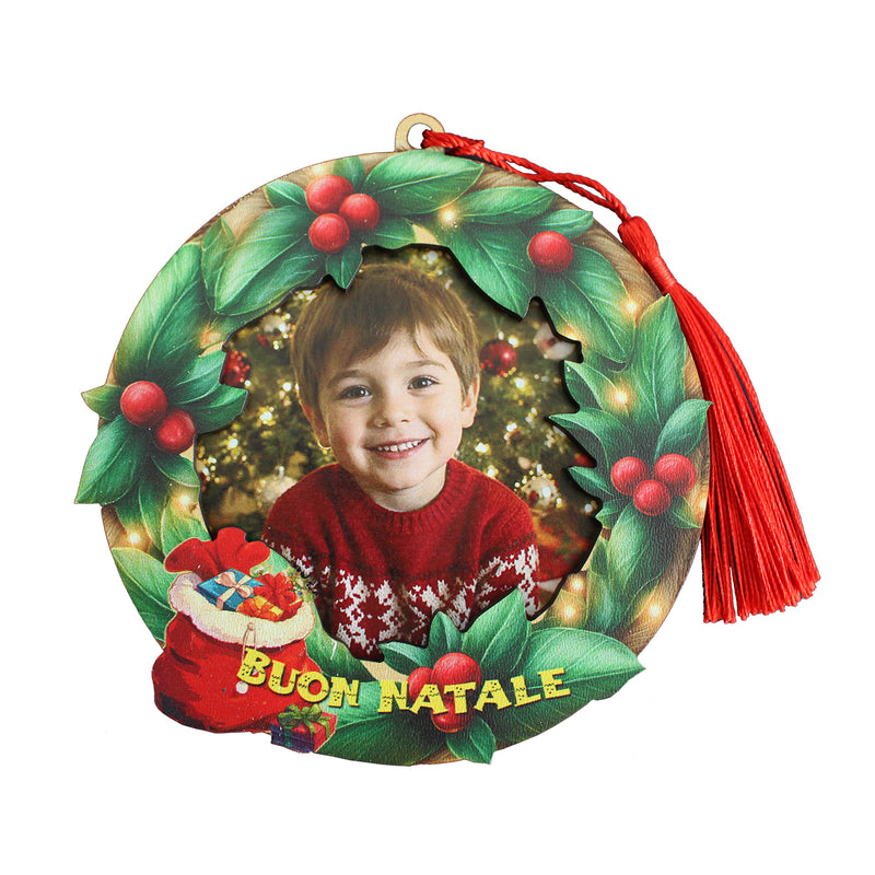 KNT193 Cornice tonda con calamita Natale