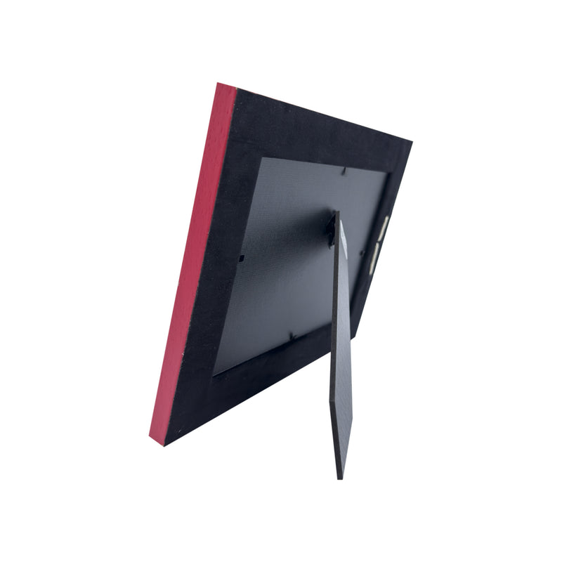 KQT192 Cornice rossa in legno con cuori bianci