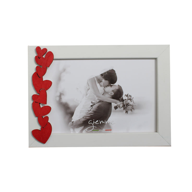 KQT222 cornice bianca con cuori rossi