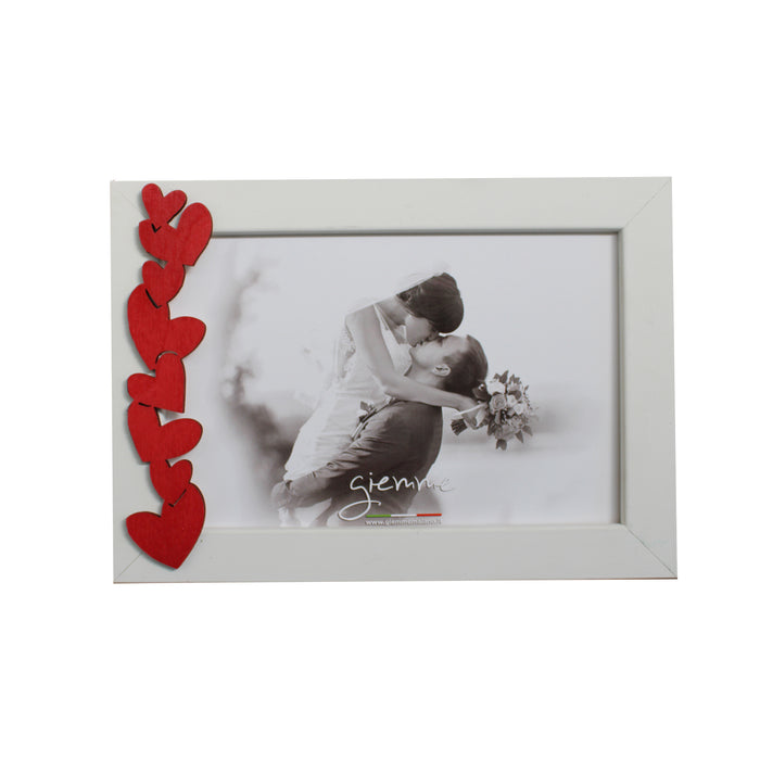 KQT222 cornice bianca con cuori rossi