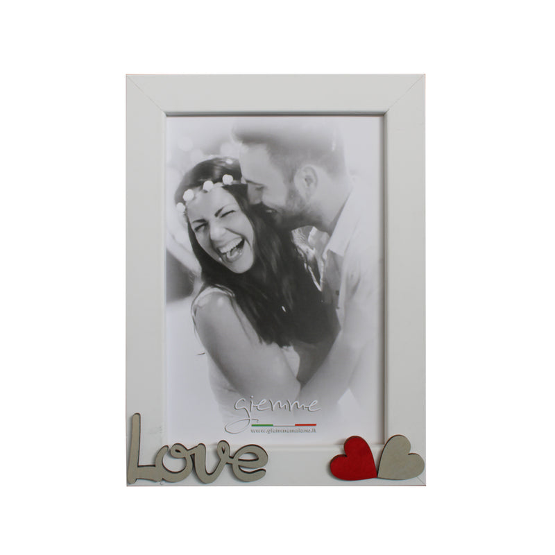 KQT223 cornice legno opaco bianco con scritta love