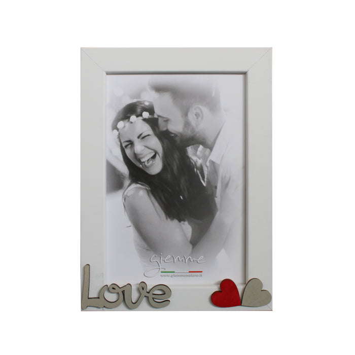 KQT223 cornice legno opaco bianco con scritta love
