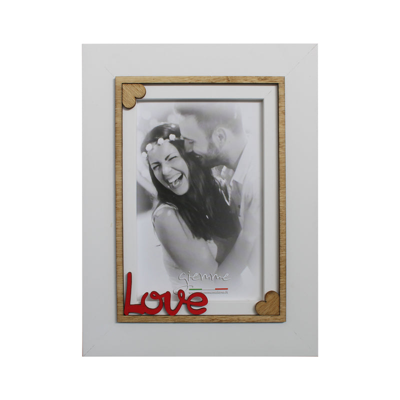 KQT224 cornice legno opaco bianco con scritta love