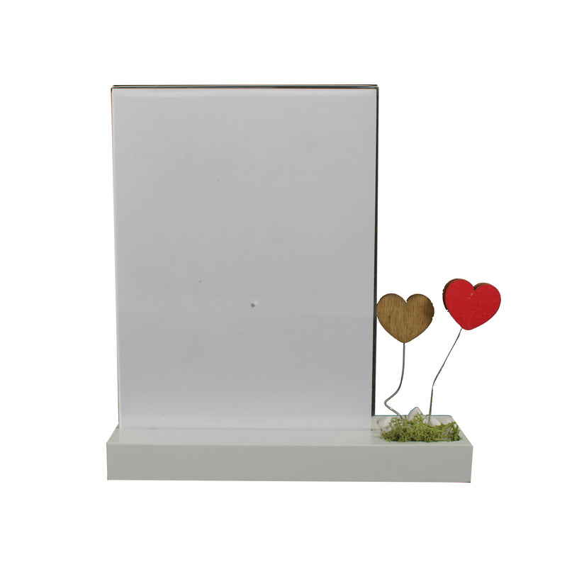KQT226 cornice con base in legno e plexiglass con cuori