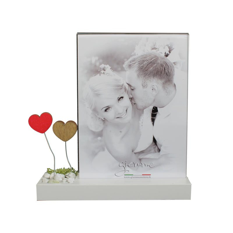 KQT226 cornice con base in legno e plexiglass con cuori