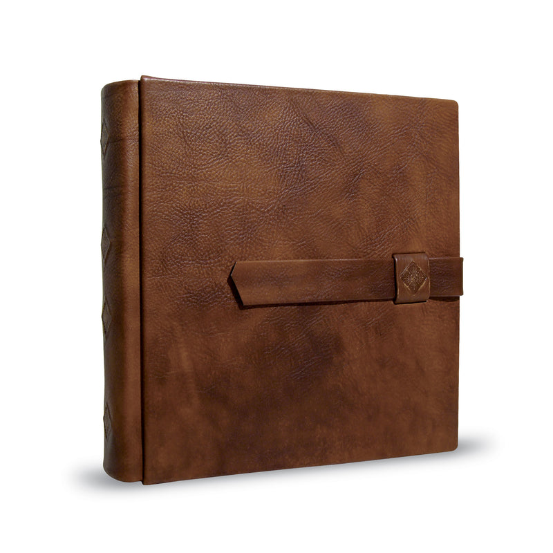 M057 album matrimonio in vera pelle cognac con fibbia