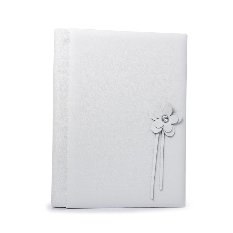 W880 album matrimonio in vera pelle bianca con fiore