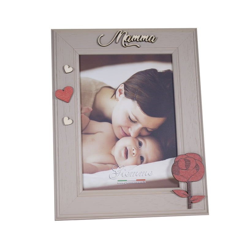 KFT08 cornice legno Mamma con rosa