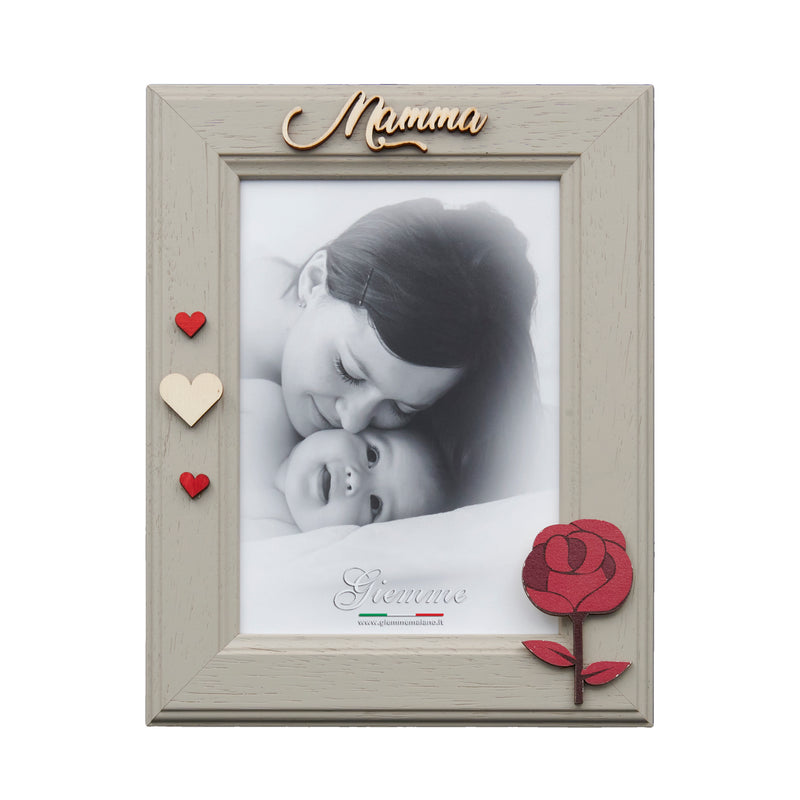 KFT08 cornice legno Mamma con rosa